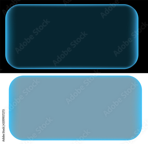 Rounded blue neon rectangles on black and white background with abstract