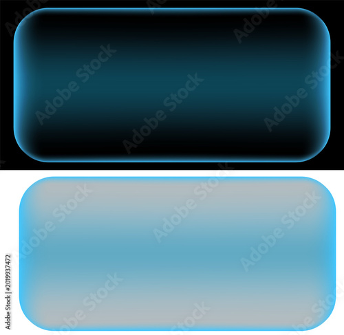 Rounded blue neon rectangles on black and white background with abstract