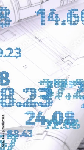Vertical video: Camera panning, blue numbers shifting over plan, pen pointing zones to reveal