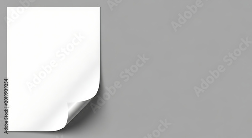 Blank page with curled edge corner and shadow isolated 