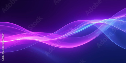 An abstract blue and purple background featuring soft waves of light and pink smoke illustration with elegant fluid motion curves and fractal texture
