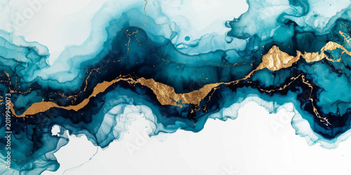 An abstract blue watercolor texture painting featuring light splash patterns that evoke a sense of liquid nature and a grunge paper landscape