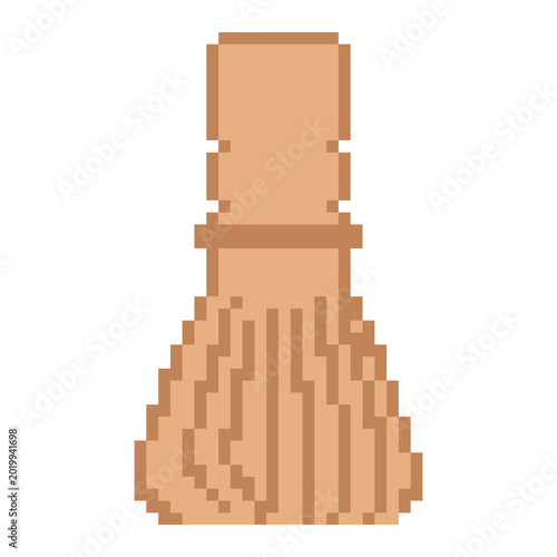 Bamboo matcha whisk chasen tool pixel art for tea ceremony