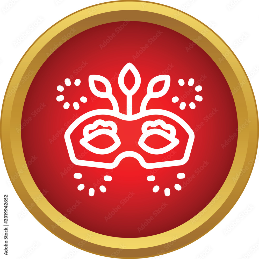 Obraz premium Decorative carnival mask icon signaling festivity and party on a red background