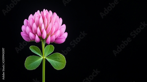 A close-up of a four-leaf clover, highlighting its unique shape and lush green color, representing luck and good fortune