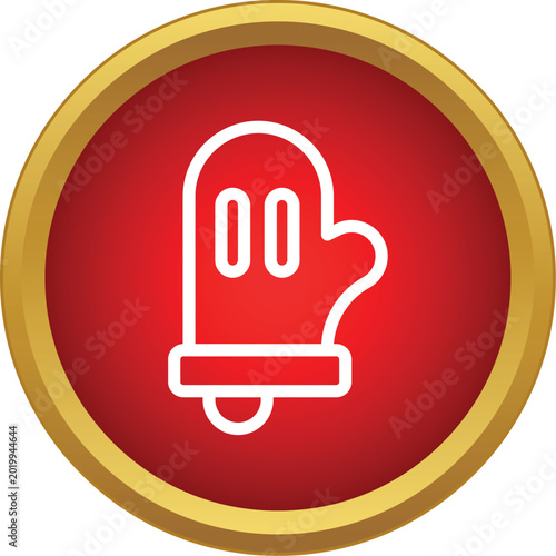 Oven mitt icon in a red circle representing kitchen safety and heat protection