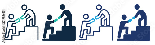 Tableau sur toile helping hand support stairs icon set on transparent background