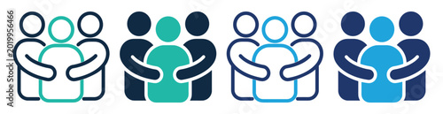 Foto people group hug support teamwork icon on transparent background