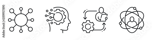 Fotografia Human centered technology and connectivity icons on white background
