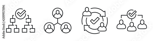 Foto Team hierarchy and workflow icons representing organizational connections