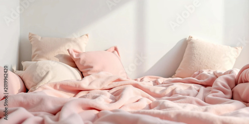 Soft Focus Cozy Bedroom Interior with Natural Light and Minimalist Decor