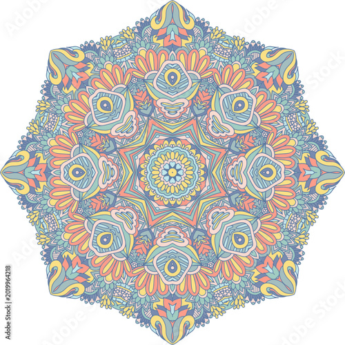 Colorful  intricate mandala round ormanental decor