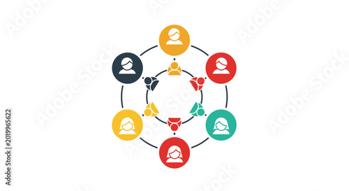 Connected people icon network graphic, teamwork concept on white background