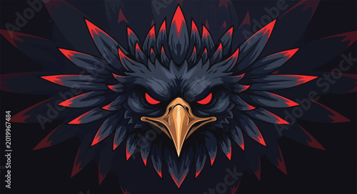 Canvastavla Intense Eagle Head with Fiery Red Accents.