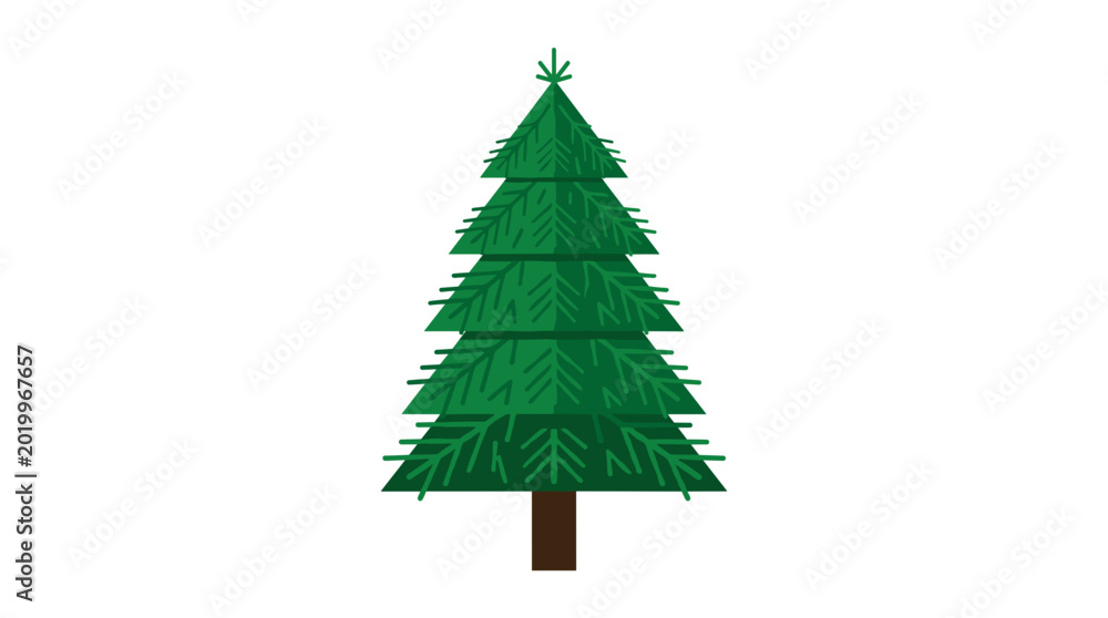 Fototapeta premium Green Christmas Tree With Trunk.