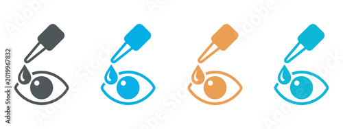 Tableau sur toile Eye drop, eye health treatment symbol, medicinal drops for wellness, ophthalmology care bottle vector illustration, logo template design