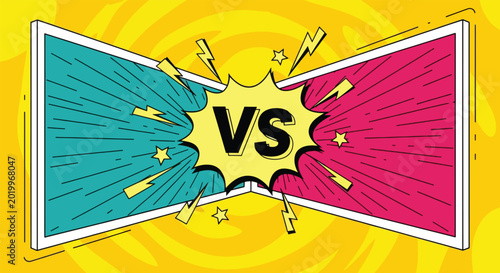Tableau sur toile Versus Battle Screen with Comic Book Style.