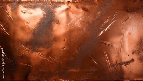 metallic copper foil texture with oxidized patina and industrial weathering