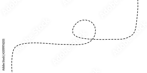 Tableau sur toile A dashed line creating a winding path with a loop, suggestive of a journey or a