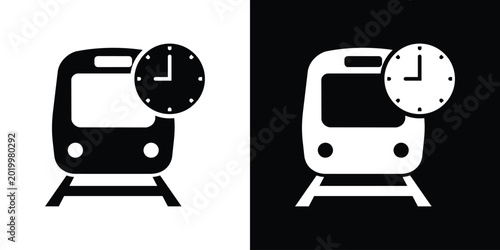 Photos Modern icon showing a train with an analog clock