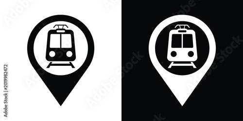 Fotografia Map pointer icon containing a train symbol