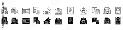 Canvastavla Bus ticket icon vector set
