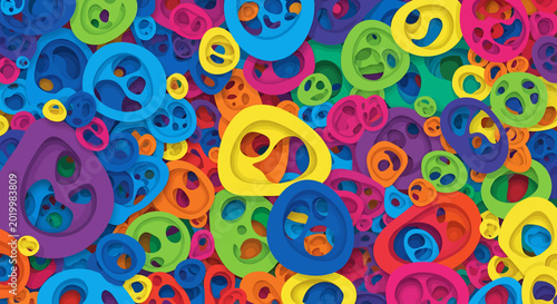 Abstract Colorful Pattern with Multicolored Organic Shapes.