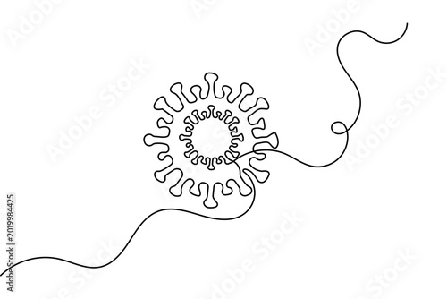 Tableau sur toile Viruses continuous one line drawing white background minimalist style isolate ou
