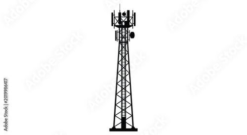 Foto Cell tower silhouette against a white background
