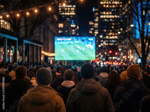 Large crowd enjoying an outdoor night sports event