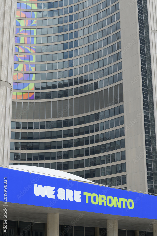 Naklejka premium FIFA World Cup 2026 tournament branding or host city dressing at Toronto City Hall
