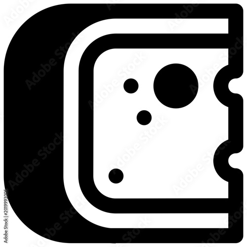 Tableau sur toile Cheese. Outlined stroke vector icon with black-filled details.