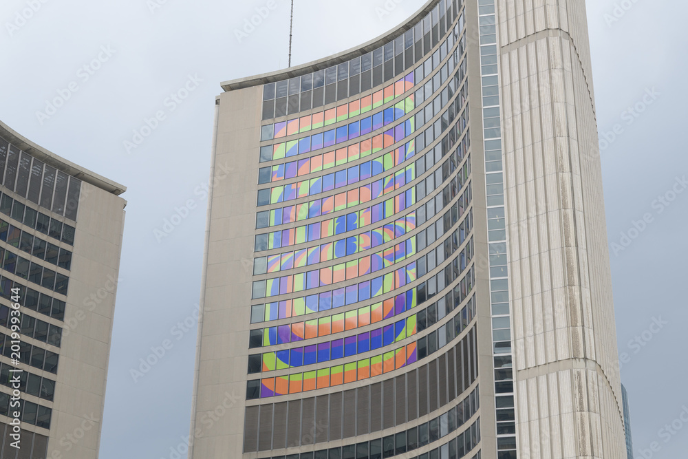 Fototapeta premium FIFA World Cup 2026 tournament branding or host city dressing at Toronto City Hall