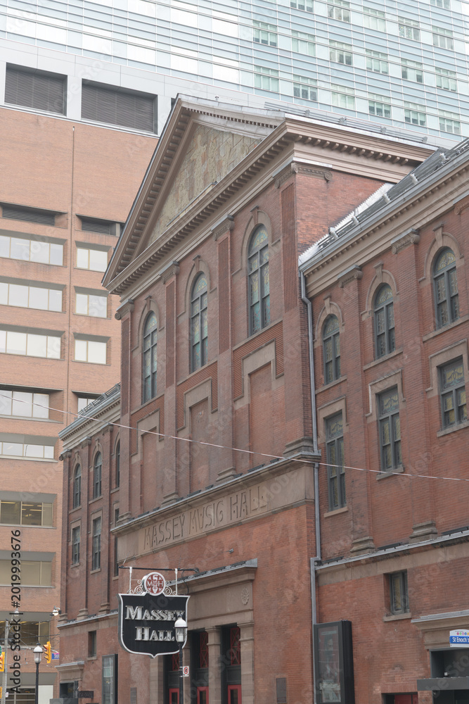 Naklejka premium exterior facade of Massey Hall, designed by Sidney Badgley (1894), a gift from Hart Massey, located at 178 Victoria St, Toronto