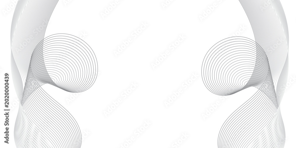 Ταπετσαρία Fine black curves intertwine like audio frequencies, forming a mesmerizing abstract wave pattern with depth and graceful movement over a bright white canvas