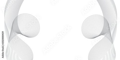 Tableau sur toile Fine black curves intertwine like audio frequencies, forming a mesmerizing abstract wave pattern with depth and graceful movement over a bright white canvas