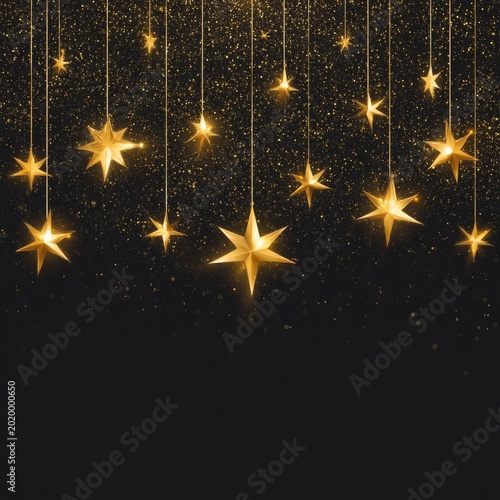Hanging Stars in a Dimly Lit Room During an Event for Decoration and Ambiance...