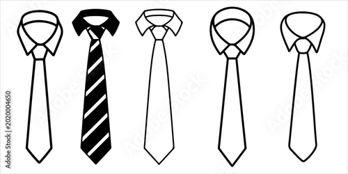 Εκτύπωση καμβά Collection of black necktie silhouettes with striped and formal business tie var