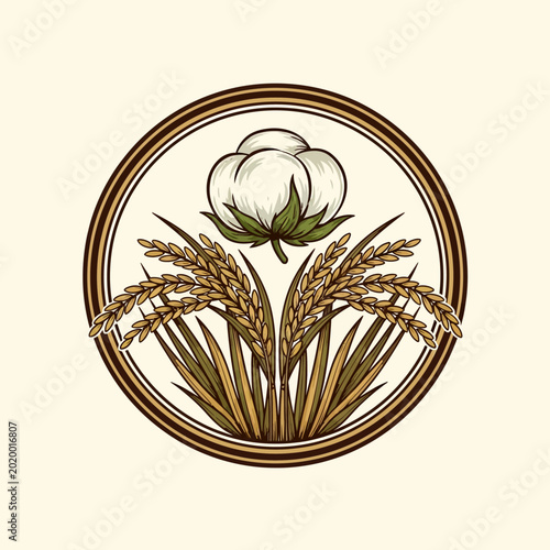 Cotton and wheat bundle graphic design.
