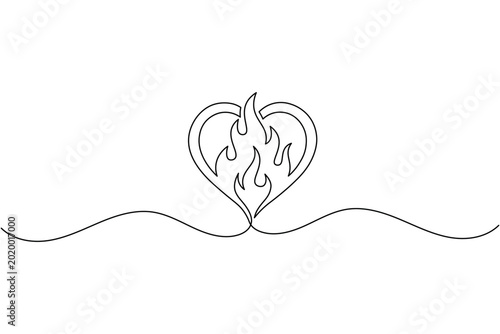 Obraz na płótnie Minimal fire icon continuous one line drawing modern flame vector design