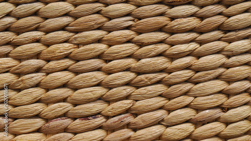Macro texture of natural woven water hyacinth wicker basket