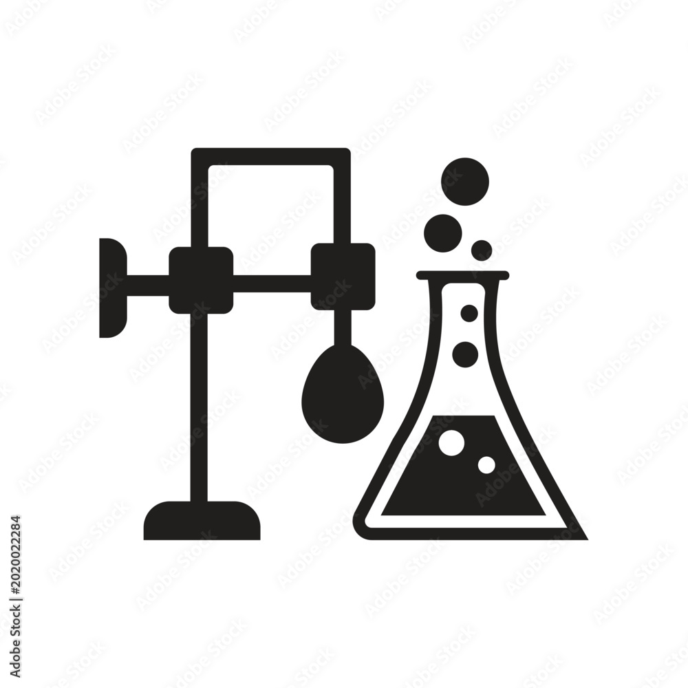 Ταπετσαρία Chemistry laboratory equipment icon with flask and retort stand