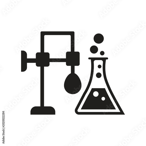 Slika na platnu Chemistry laboratory equipment icon with flask and retort stand