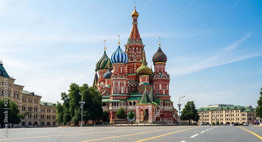 Fototapeta premium St Basil Cathedral in Moscow on a sunny day