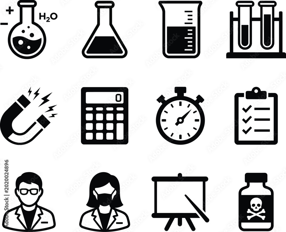 Ταπετσαρία Science and Laboratory Icon Set - Chemistry Research, STEM Education, and Lab Eq