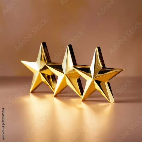 Golden Stars Arranged on a Plain Background for Decoration or Celebration Events