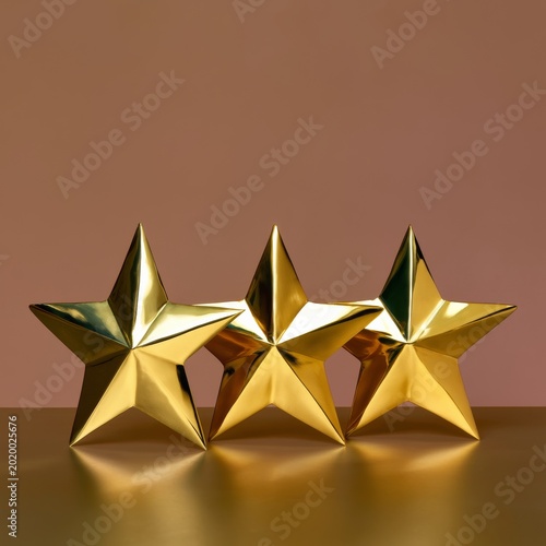 Golden Stars Arranged on a Plain Background for Decoration or Celebration Events