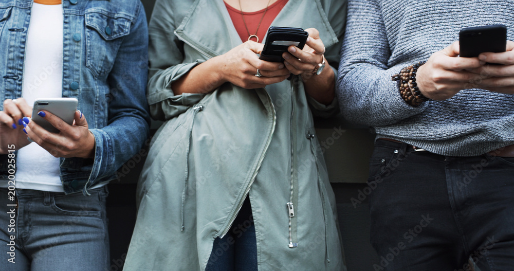 Ταπετσαρία Business people, hands and line with phone for job search, career opportunity or network