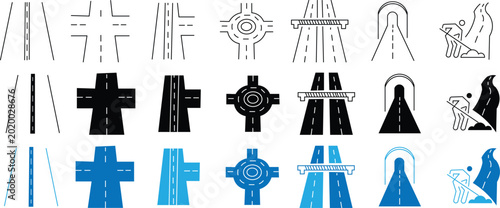 Tableau sur toile Roads and Navigation icons set