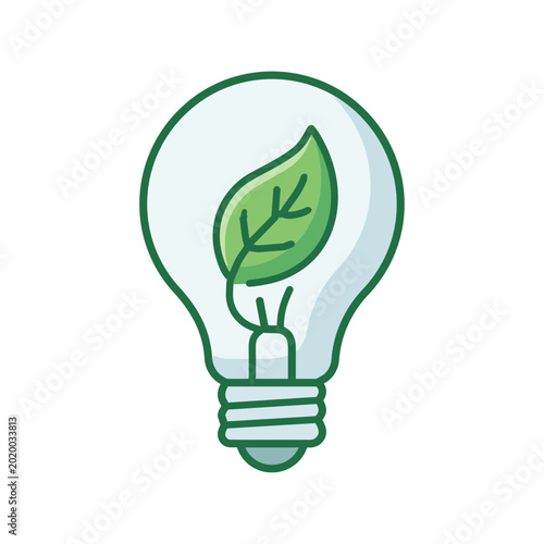 Foto Eco-friendly light bulb with green leaf vector illustration